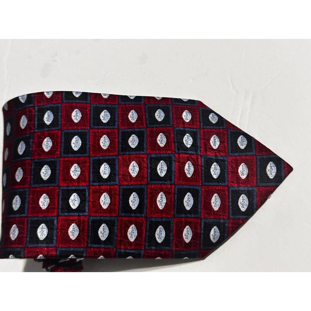 Pfizer  Blue Red  Pill Print Red Blue 100% Silk Necktie